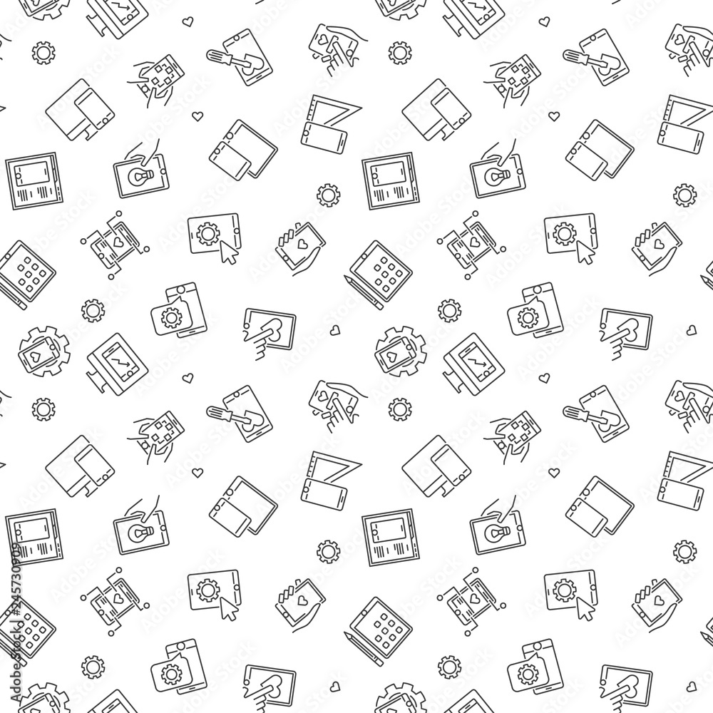Poster application development vector minimal outline seamless pattern