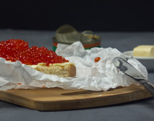  Sandwiches with red caviar