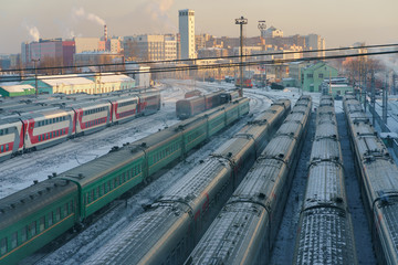 Fototapeta na wymiar Moscow railway station (Rizhskaya) at winter time