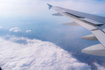 Obraz premium A landscape shot high above the airplane cloud.