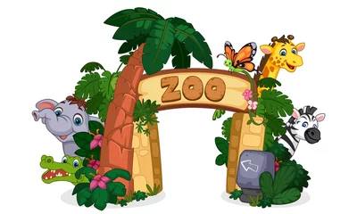 Rolgordijnen beautiful zoo entrance gate vector illustration © Pallavi