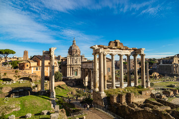 Naklejka na ściany i meble Ancient ruins of Forum in a sunny day in Rome, Italy