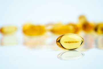 omega3 gel capsules on white background
