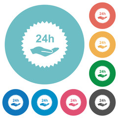 24h service sticker flat round icons