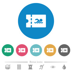 Fototapeta premium Swimming pool discount coupon flat round icons