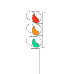 Perspective view line art vector of traffic lights on white background.