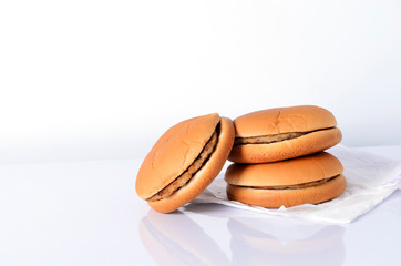 Close up of Hamburger meal food on white backgrounds
