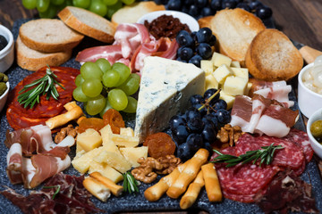 assorted cheeses and meats