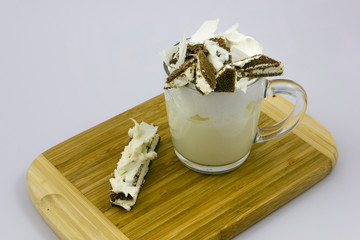 White Hot Chocolate special beverage with brownie waffers