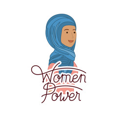 woman with label women power avatar character