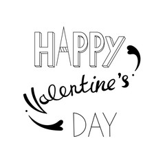 Happy Valentine's day  typographic lettering. Vector text isolated on white background.