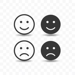 Set of smile and sad icon simple flat style vector illustration.
