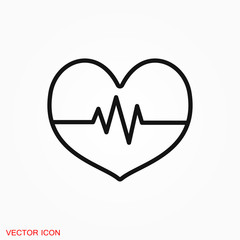 Heartbeat icon logo, illustration, vector sign symbol for design