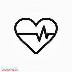 Heartbeat icon logo, illustration, vector sign symbol for design