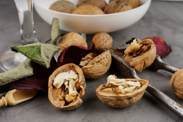 Vintage nutcracker with dry wallnuts