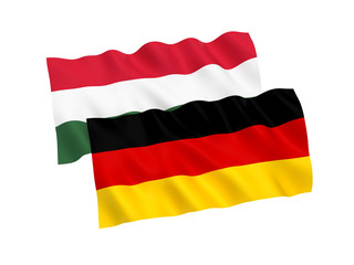 Flags of Germany and Hungary on a white background