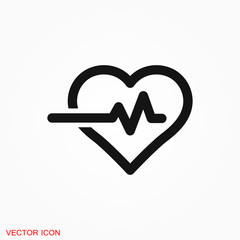 Heartbeat icon logo, illustration, vector sign symbol for design