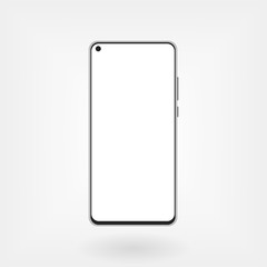 Smartphone mockup with hole in display. Modern front camera design