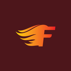 F Letter Fire Burn Logo 