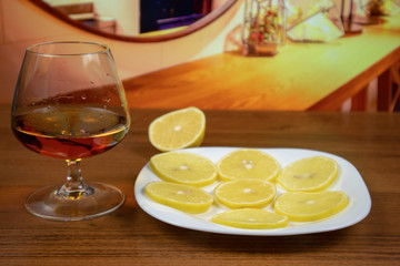 Cognac with lemon