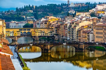 Papier Peint photo Ponte Vecchio Ponte Vecchio et Ponte Santa Trinita, Florence, Italie