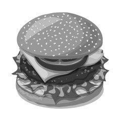 Vector illustration of burger and sandwich icon. Set of burger and slice vector icon for stock.