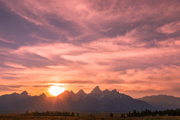 Scenic Sunset in the Tetons