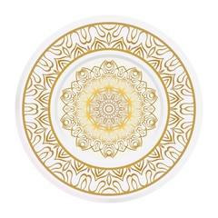 Decorative plates for interior design. Empty dish, porcelain plate mock up design. Vector illustration.