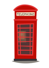Obraz premium London phone booth vector Illustration. England landmark, London city symbol cartoon style. Isolated white background. Travel to United Kingdom Great Britain