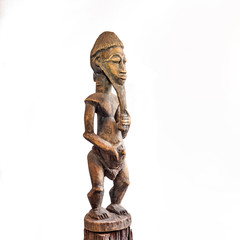 Fototapeta na wymiar African ethnic wood carving from BAULE ethnic - IVORY COAST