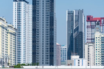 Density residential building vision blocked environment in Bangkok, Thailand.