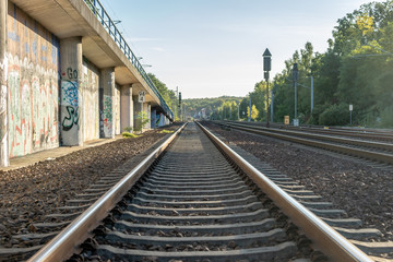 Fototapeta na wymiar Rail with graffiti
