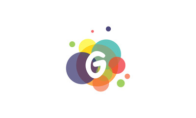 Obraz premium Bright and colorful image of the letter G, against the background of multicolored circles.