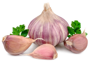 Garlic on white background isolated