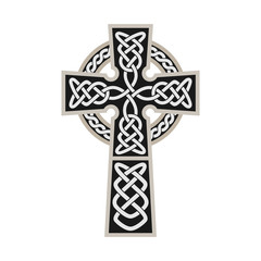 Celtic cross, divided vector ornament.