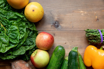 Fresh Fruit and Vegetables on Table Top