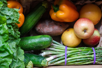 Fresh Fruit and vegetables in a box