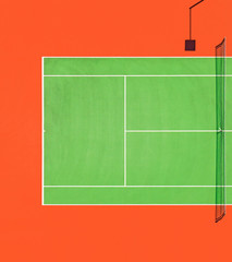 Abstract View of Orange and Green Tennis Court