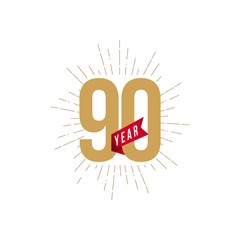 90 Year Anniversary Vector Template Design Illustration