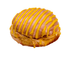 Single advocaat-filled donut on white background cutout, Baden Wuerttemberg, Germany, Europe