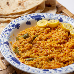 healthy traditional pakistani urad dal and chapati