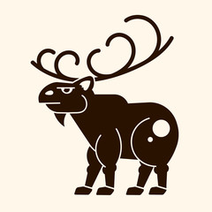 Wild elk vector illustration on light background . Vintage