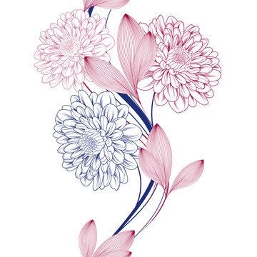 recommend clip art: Seamless abstract pattern with chrysanthemum flowers.