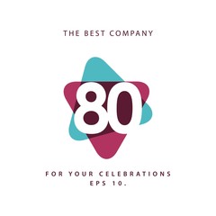 80 Year Anniversary Vector Template Design Illustration
