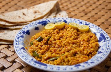 healthy traditional pakistani urad dal mash and chapati