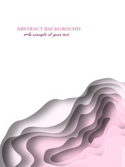 A4 banners with 3D abstract background with light pink paper cut waves. Vector design layout for presentations, flyers, posters. Vector illustration