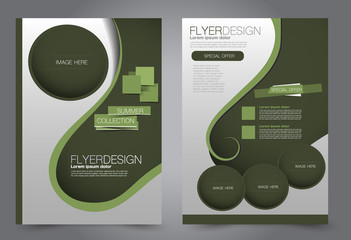 Abstract flyer template. Business brochure design. Green color. Vector illustration.