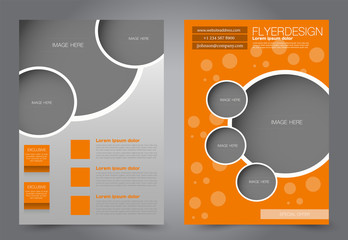 Abstract flyer template. Business brochure design. Orange color. Vector illustration.