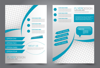 Abstract flyer template. Business brochure design. Blue color. Vector illustration.