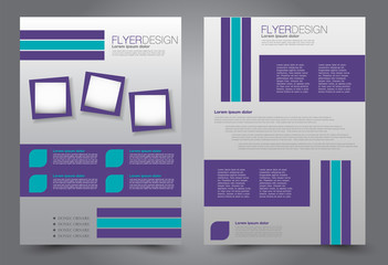 Abstract flyer template. Business brochure design. Purple and blue color. Vector illustration.